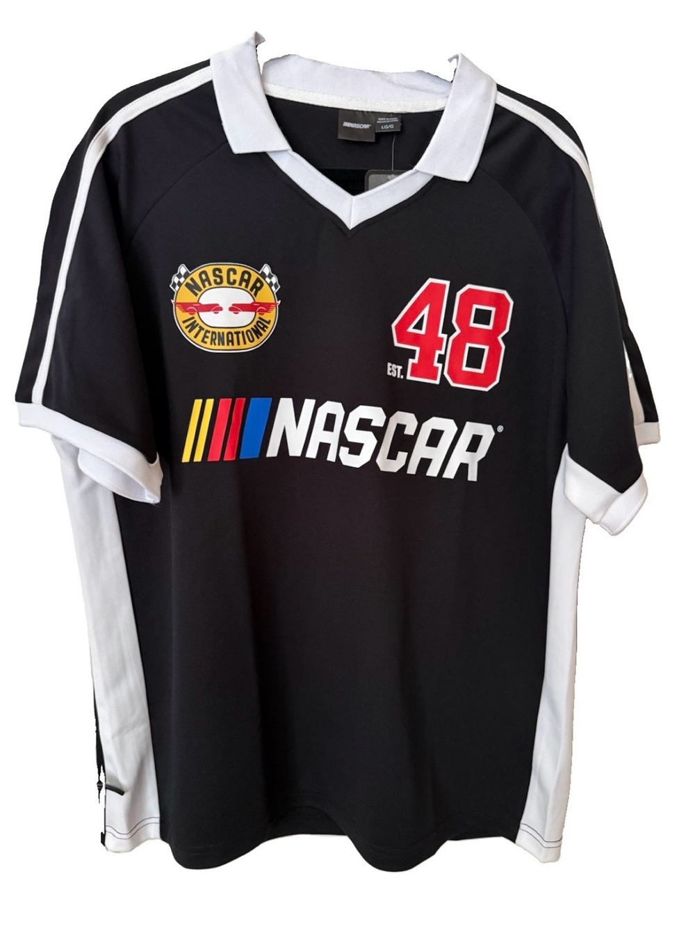 LG Black & White NASCAR #48 Racing Polo Large